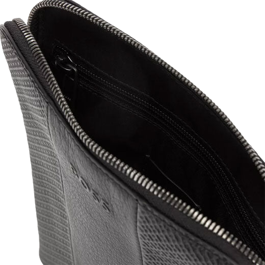 BOSS's Black City Monogram Envelope Bag has been crafted out of a combination of leather.