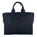 This Hugo Boss document case is made from a black leather material.