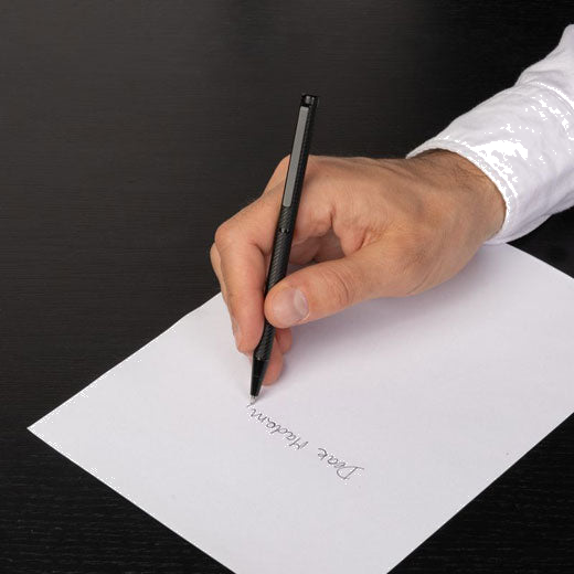 This Hugo Boss Black Cloud Ballpoint Pen can be engraved on the clip.