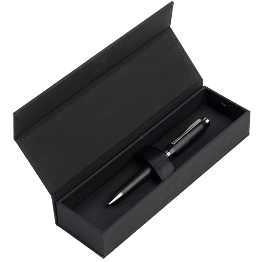 Hugo Boss's Black Cone Ballpoint Pen can be engraved on the clip.