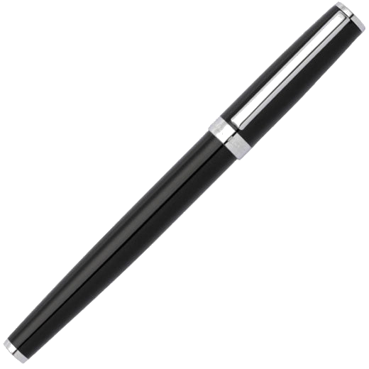 Hugo Boss's Black Gear Icon Fountain Pen can be engraved on the cap and clip.