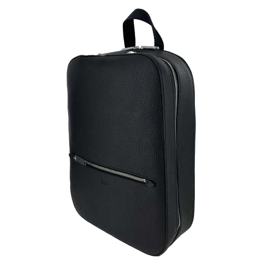 This Hugo Boss black leather backpack comes with the logo embossed onto the leather.