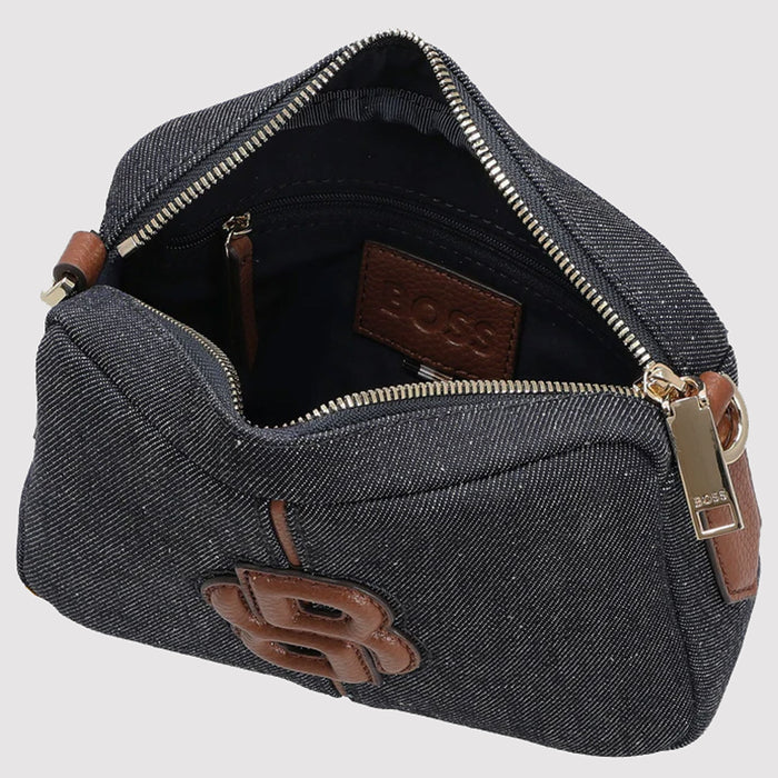BOSS Cotton Anett Navy Cross Body Bag with Double ‘B’ Monogram