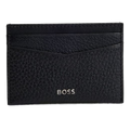 This BOSS Crosstown 4CC Grained Black Leather Card Holder is made with cowhide leather and a polyester lining in plain black to keep it simple.