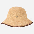 The BOSS Danika CR Beige and Brown Woven Hat with Metal Logo by BOSS.