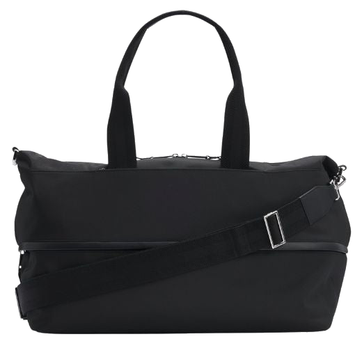This BOSS Expandable Highway Black Holdall in Recycled Polyester has top handles and a detachable shoulder strap that is comfortable.