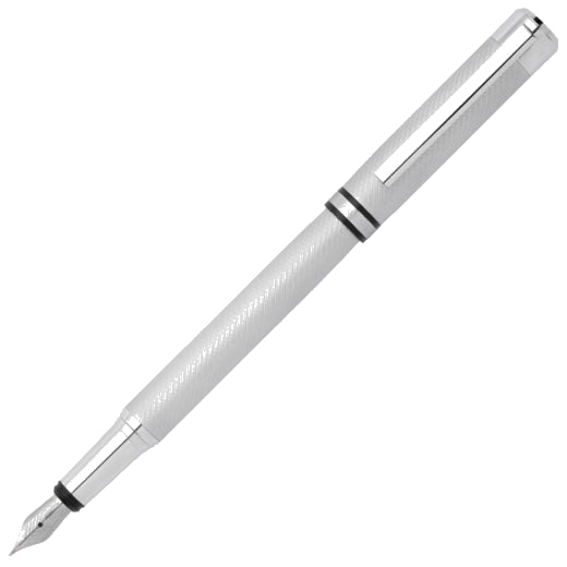 This Hugo Boss Filament Chrome Fountain Pen can be engraved on the clip.