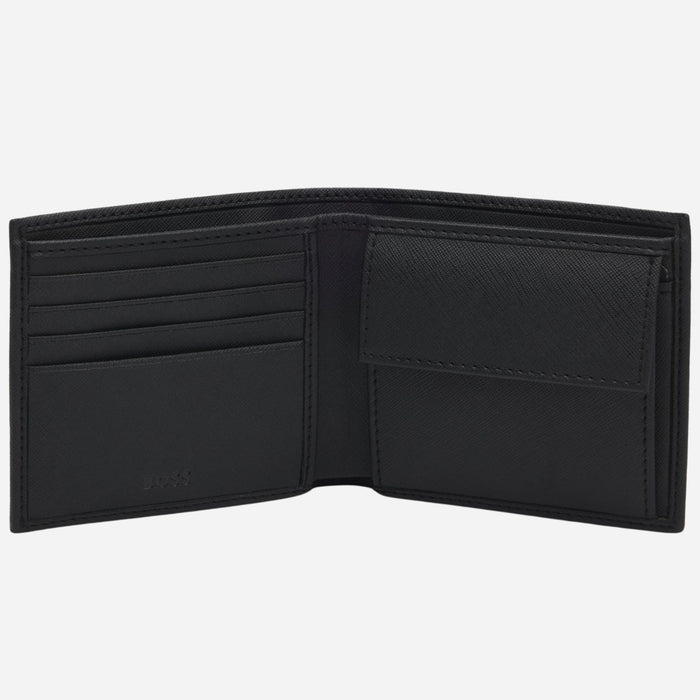 Inside the BOSS GB Black Leather Logo-Plate-Trimmed Wallet and Key Ring Gift Set.