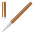 This Gear Icon Camel & Chrome Fountain Pen by Hugo Boss comes in a black gift box.