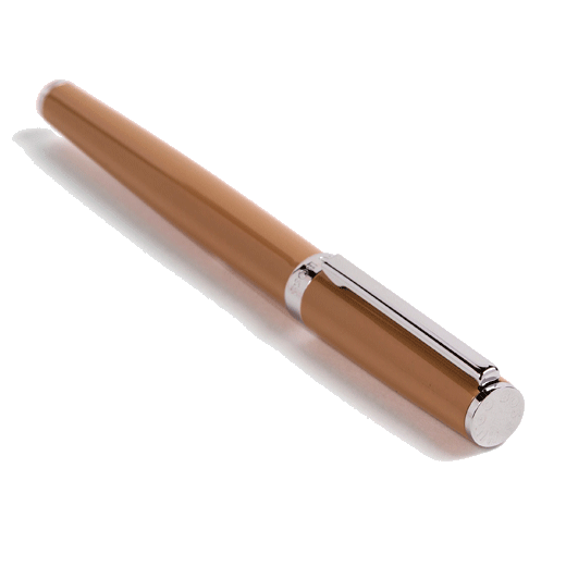 This Hugo Boss Gear Icon Camel & Chrome Fountain Pen has a polished chrome clip that we can engrave at the time of purchase.
