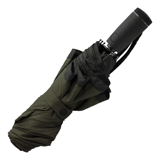This Hugo Boss Gear Khaki Pocket Umbrella features a wrist strap.