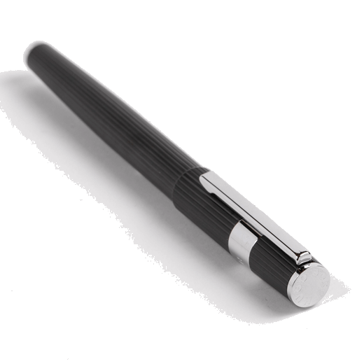 This Gear Pinstripe Fountain Pen Black and Chrome by Hugo Boss has a polished chrome clip that can be engraved.