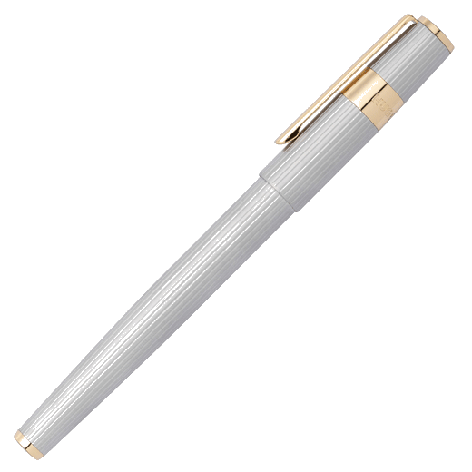 This Hugo Boss Gear Pinstripe Fountain Pen Silver & Gold is from the new pinstripe range.
