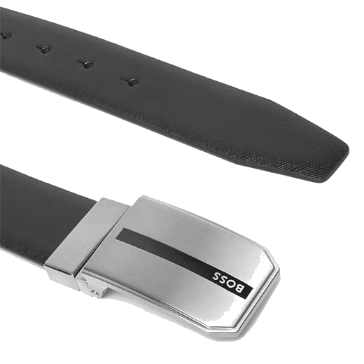 The BOSS black leather belt comes with a buckle made from stainless steel.