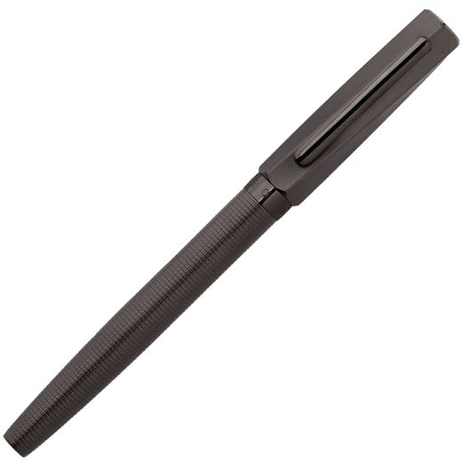 This Hugo Boss Gun Grey Twist Rollerball Pen can be engraved on the clip.