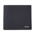 This BOSS Highway 4CC Navy Grained Leather Coin Wallet is made out of cowhide with a soft-grain texture and silver hardware.