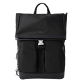 This BOSS Highway Black Nylon & Leather Trim Roll Top Backpack has a top grab handle along with the two padded shoulder straps.