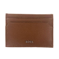 This BOSS Highway Brown Grained Leather 4CC Card Holder is made out of cowhide leather with a grainy texture and silver lettering for the BOSS brand name.