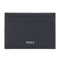 This BOSS Highway Navy Leather 2CC Card Holder Money Clip comes in a small black gift box with the BOSS brand name along the top.