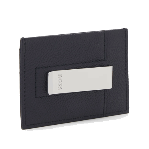 This Highway Navy Leather 2CC Card Holder Money Clip by BOSS is lightweight and great for everyday use.