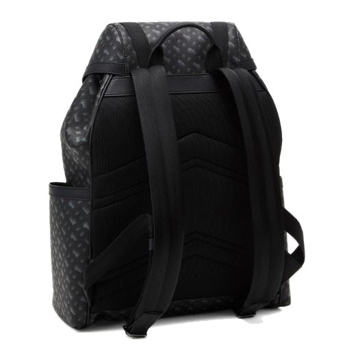 This Icon Monogram Print Faux Leather Backpack has a plain black mesh back with padded shoulder straps for comfort.