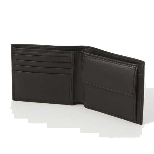 This BOSS wallet comes with space for 4 cards on the inside and a coin pouch.