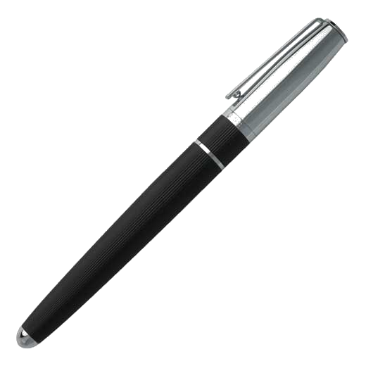 This fountain pen features a textured barrel.