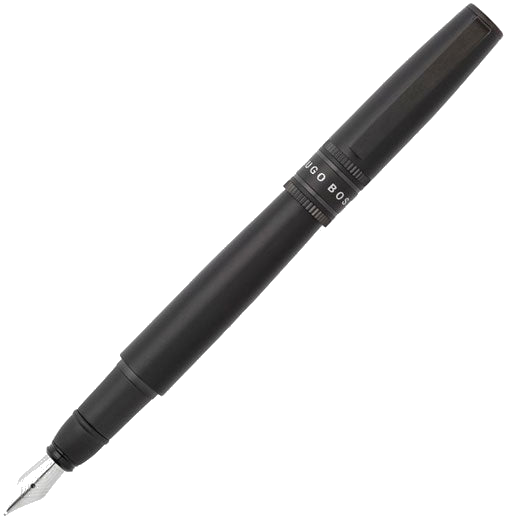 Hugo Boss's Illusion Gear Black Fountain Pen can be engraved on the cap or clip.