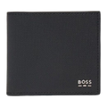This BOSS Jinko Dark Blue 8CC Bifold Wallet is made with textured faux leather and a plain PU leather inside in black.
