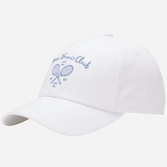 Side view of the BOSS Lach Member Tennis Club White Cotton-Twill Cap.