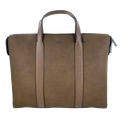 This Hugo Boss bag is made with a textured brown leather material.