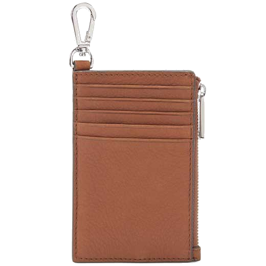This BOSS Crosstown Brown Soft Grain 5CC Coin Case with Metal Clasp can be embossed.