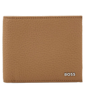This BOSS Light Brown Soft Grain Crosstown 8CC Billfold Wallet features raised lettering on the front.
