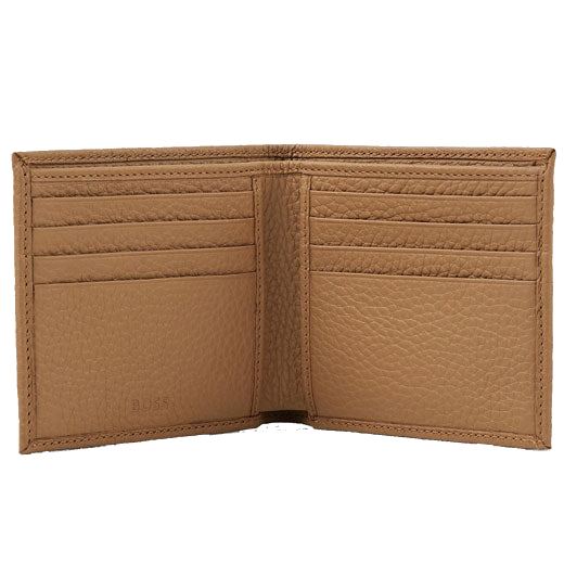 This BOSS Light Brown Soft Grain Crosstown 8CC Billfold Wallet can be embossed.
