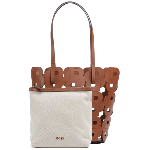 The BOSS Lindah brown leather tote bag comes with a removeable canvas bag.