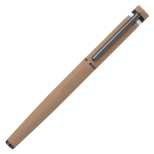 This Loop Iconic Rollerball Pen Camel by Hugo Boss is made of brass and is fitted with black ink refills as standard.
