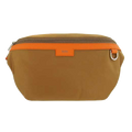 This Hugo Boss brown bumbag comes with a zipped closure method on the front.