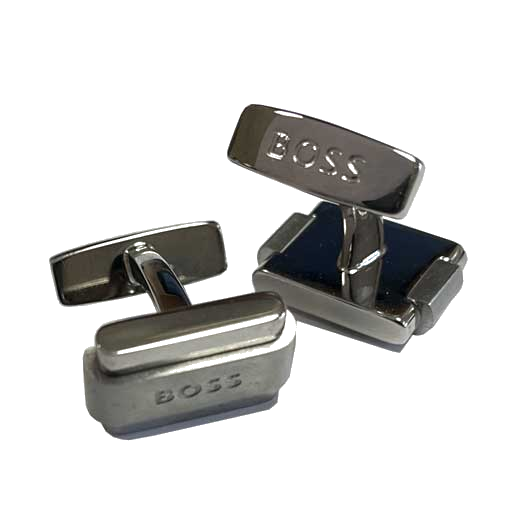 These Hugo Boss Myles cufflinks come with the brand name engraved onto the closure.
