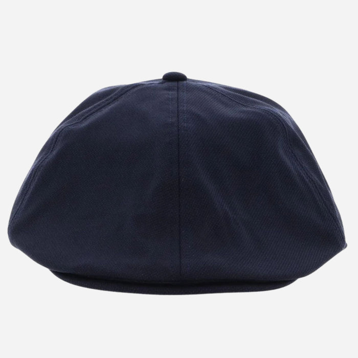 Front view of the BOSS Navy Blue Trystan Techwool Flat Cap.