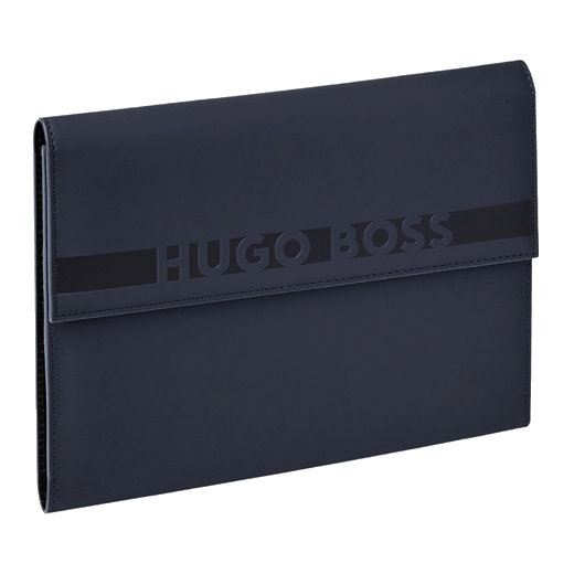 This Navy Vegan PU Leather Cloud A5 Folder by Hugo Boss also comes in black.