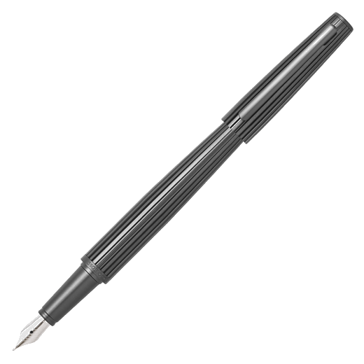 Nitor Brass Fountain Pen Gunmetal by Hugo Boss with pinstripe detailing.