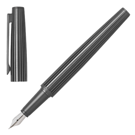 This Hugo Boss Nitor Brass Fountain Pen Gunmetal will come in a branded gift box which can be personalised at the time of purchase with plaque engraving.