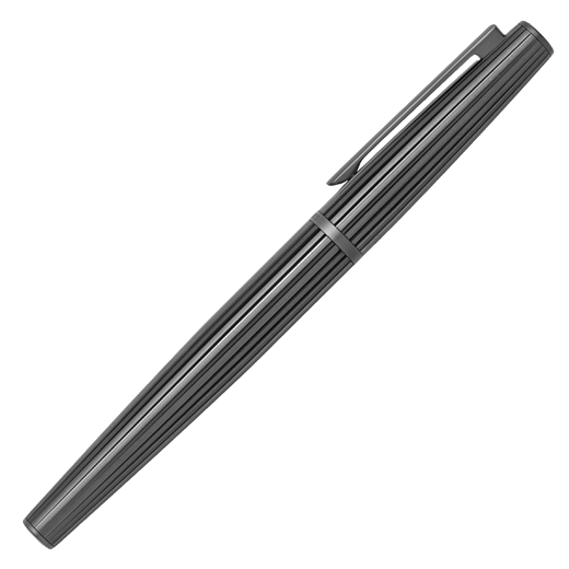 This Hugo Boss Nitor Brass Fountain Pen Gunmetal has a gunmetal exterior that is made out of brass.