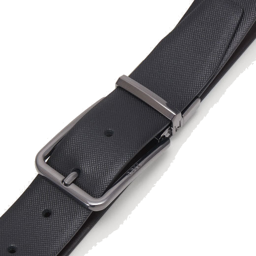 This Ocalis Gunmetal Pin Buckle Reversible Leather Belt by BOSS will come presented in a black BOSS gift box.