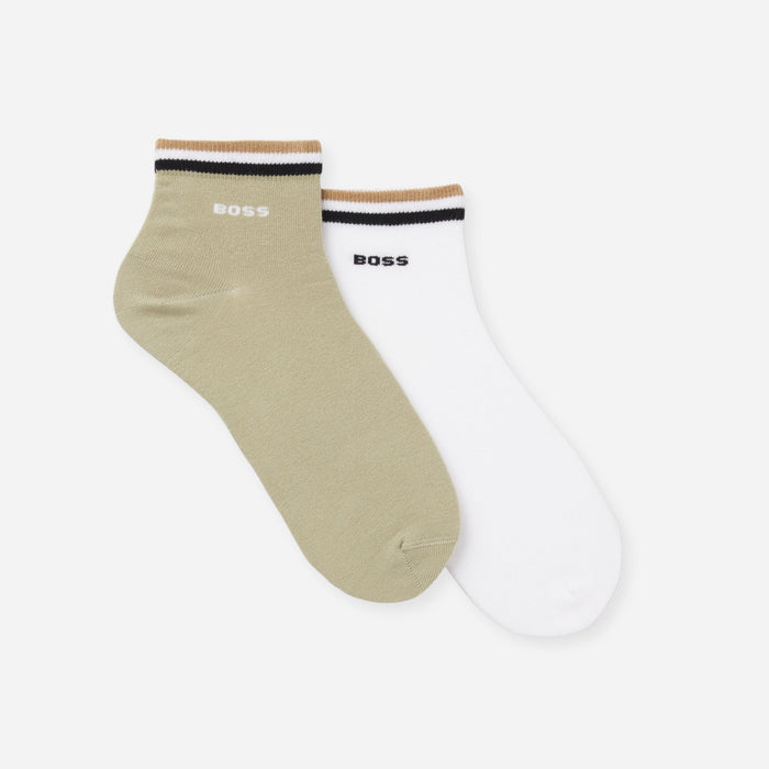 Pack of 2 Short Socks With Signature Stripe Cuffs by BOSS.