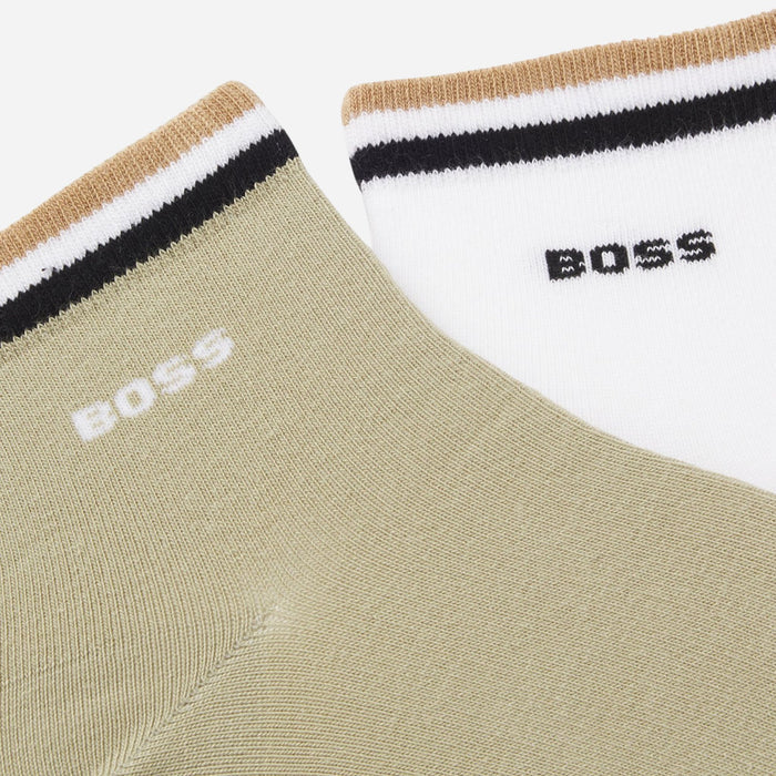 Close up of Pack of 2 Short Socks With Signature Stripe Cuffs by BOSS.