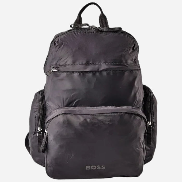 BOSS Packable Black Backpack with Packing Bag