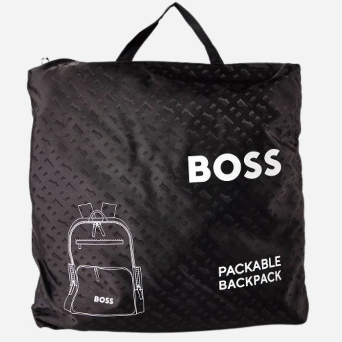 BOSS Packable Black Backpack with Packing Bag
