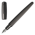 Full view of the Hugo Boss dark grey metal Pure Fountain pen with cap off.