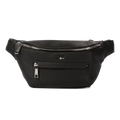 This BOSS Ray Black Faux Leather Belt Bag has a front zip pocket and the main zip compartment.